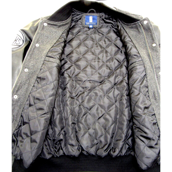 Men's NBA Varsity Jacket NEW YORK KNICKS GIII by Carl Banks Gray Black Large NEW - Picture 3 of 6